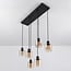 Palaio 6-light pendant light - black with amber glass