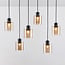 Palaio 6-light pendant light - black with amber glass