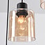 Palaio 6-light pendant light - black with amber glass