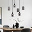 Palaio 6-light pendant light - black with smoked glass