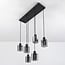Palaio 6-light pendant light - black with smoked glass