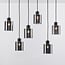 Palaio 6-light pendant light - black with smoked glass