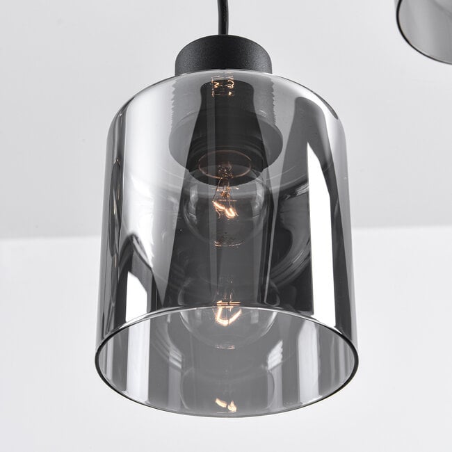 Palaio 6-light pendant light - black with smoked glass