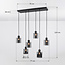 Black Palaio pendant lamp with smoked glass, 6-light