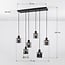 Palaio 6-light pendant light - black with smoked glass