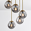 Round ceiling lamp gold with smoked glass, 5-light - Carat
