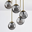 Carat 5-light ceiling light - gold with smoked glass