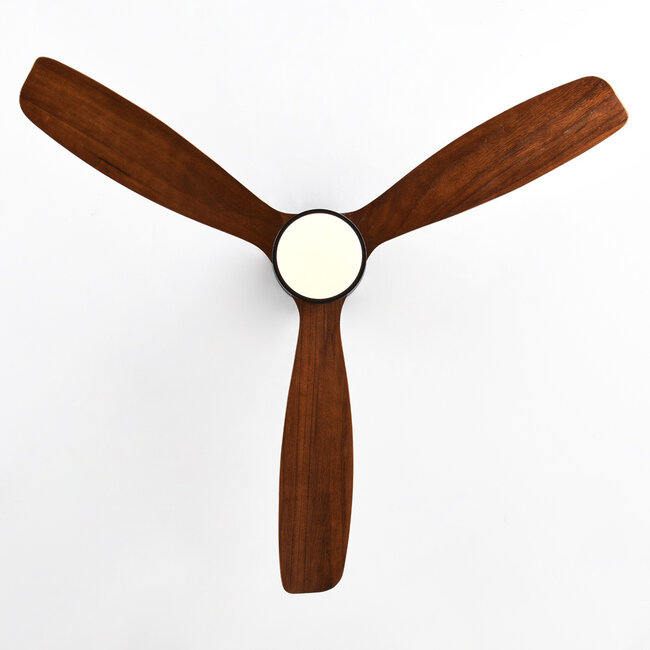Summer/winter ceiling fan in wood with adjustable colour temperature - Flux