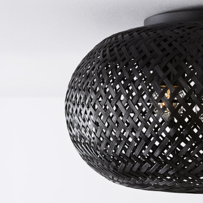 Caia 3-light ceiling light - black bamboo