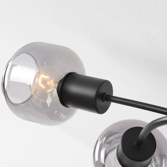 5-light ceiling light Globe - smoked glass
