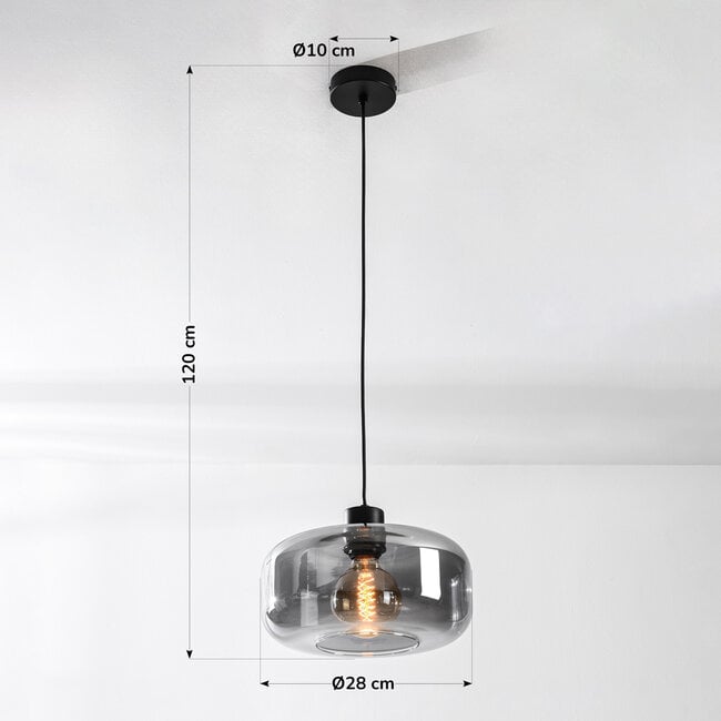 pendant light Shade - black with smoked glass