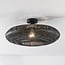Boho-chic ceiling lamp Yuan in hand-woven bamboo, black