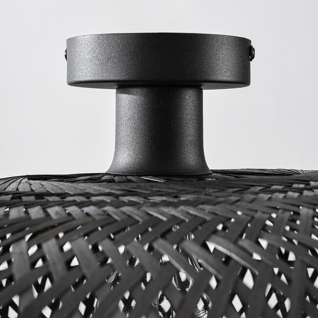 Boho chic ceiling light Yuan in handwoven bamboo – black