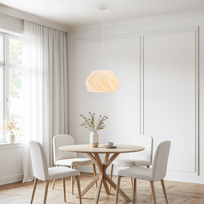 3D printed Skrive pendant lamp in a wavy design