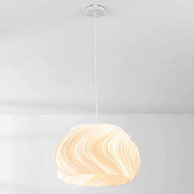 3D printed Skrive pendant lamp in a wavy design