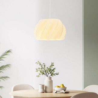 3D-printed Japandi Tiba pendant lamp with wavy design