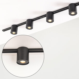 Modern 1.5 metre single-phase track lighting system with Zylo spotlights - ceiling lights