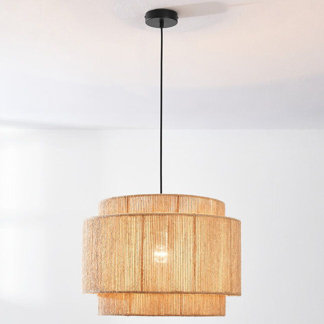 Natural Toki pendant lamp made from braided hemp rope