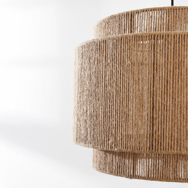 Natural Toki pendant lamp made from braided hemp rope