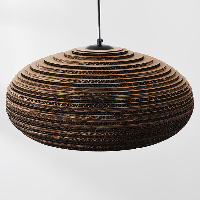 1-light pendant light Haze in pressed paper fibre - black