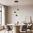 3-light pendant light Fynna - black with amber glass