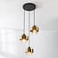 3-light pendant light Fynna - black with amber glass
