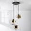 3-light pendant light Fynna - black with amber glass