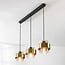 3-light pendant light Faey - black with amber glass