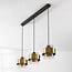 3-light pendant light Faey - black with amber glass
