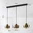 3-light pendant light Faey - black with amber glass