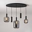 5-light pendant light Yoku - black with smoked glass