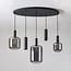 5-light pendant light Yoku - black with smoked glass