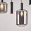 5-light pendant light Yoku - black with smoked glass