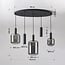 5-light pendant light Yoku - black with smoked glass