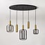 5-light pendant light Yoku - gold with smoked glass