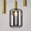 Pendant light Yoku with smoked glass and brass-gold details, 5-light