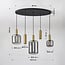 5-light pendant light Yoku - gold with smoked glass