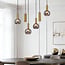 6-light pendant light Doku - gold with smoked glass