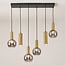 6-light pendant light Doku - gold with smoked glass
