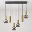 6-light pendant light Doku - gold with smoked glass