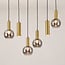 6-light pendant light Doku - gold with smoked glass