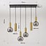 6-light pendant light Doku - gold with smoked glass