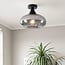 ceiling light Nur - black with striped smoked glass