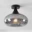 ceiling light Nur - black with striped smoked glass