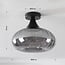 ceiling light Nur - black with striped smoked glass