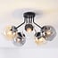 5-light ceiling light Ljus - smoked, amber and clear glass