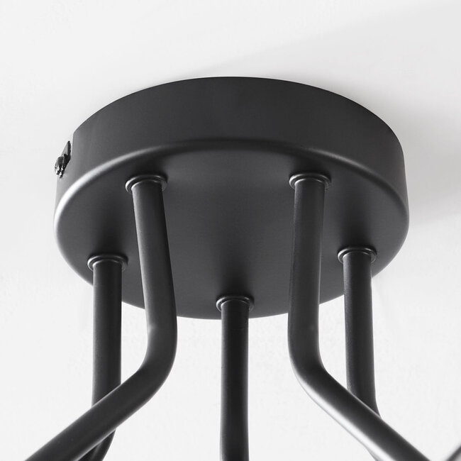 Ceiling light Ljus with 5 glass spheres – smoked glass, amber and clear glass