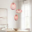 3-light pendant light Velora with fabric shades - soft pink