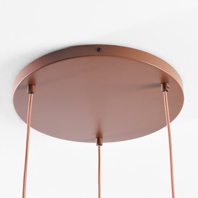 3-light pendant light Velora with fabric shades - soft pink