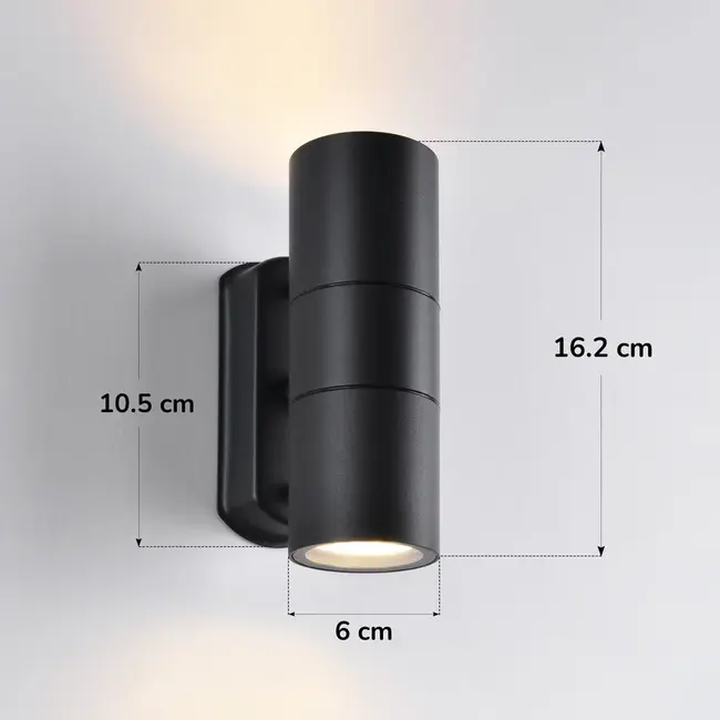 Olivia bathroom wall light, 2-light - black and round